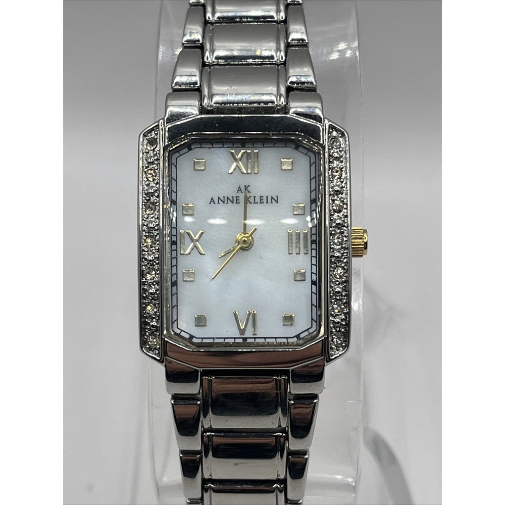 Anne Klein Women's MOP Dial Quartz Watch Swarovski Crystals 10/9609- New Battery